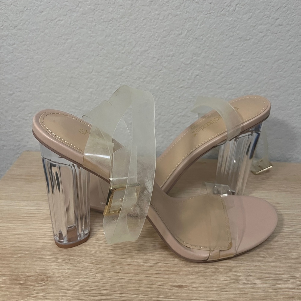 Hannah Nude Heels with Clear Straps